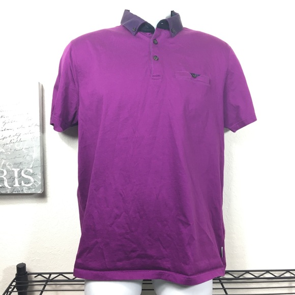 Ted Baker Purple Joe Joe Print Collar Polo Shirt - Picture 10 of 13